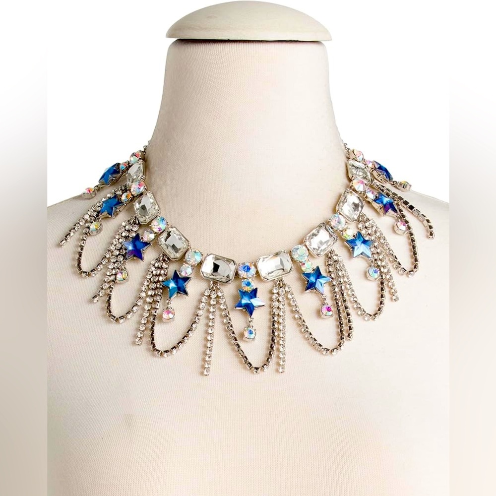 Betsey Johnson Star Collar Necklace (Blue Stars)